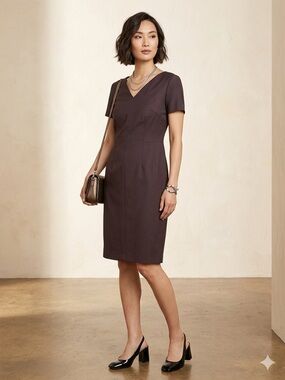 Hugo Boss  V-Neck Short Sleeve Dress Size 12 NWT